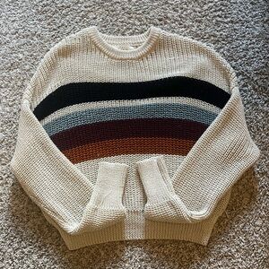Elan Cropped Stripped Crewneck Sweater